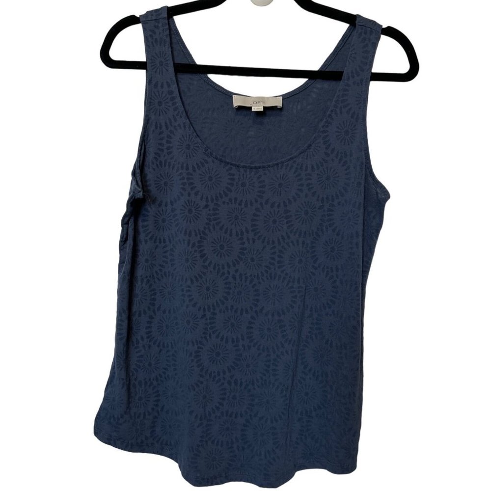 Ann Taylor loft periwinkle floral sheer sleeveless tank top woman’s medium 1291